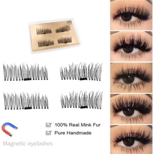 Magnetic Eyelashes with 1 Magnet Magnetic Eyeliner Magnetic False Eyelashes Reusable Magnet Eye Lashes with Curler Makeup TSLM1
