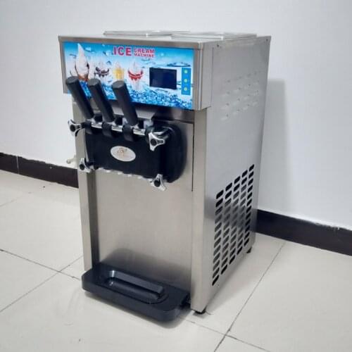 Three Heads Soft Ice Cream Machine Silver Pink Ice Cream Makers Desktop Dessert Ice Cream Vending Machine