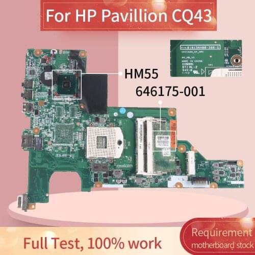 646175-001 646175-501 Laptop motherboard For HP Pavillion CQ43 Notebook Mainboard 01015NH00-388-G HM55
