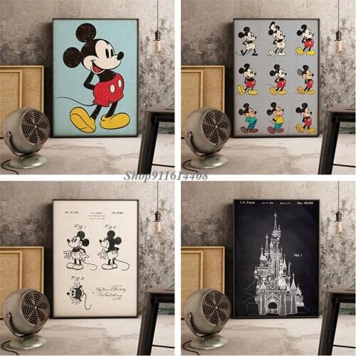 Cartoon Mickey Mouse Disney Wall Art Canvas Painting Prints Art Animated Character Posters Prints Picture for Living Room Decor