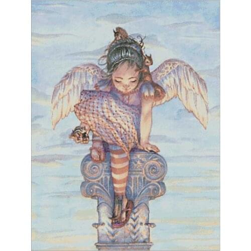 Little love angel patterns Counted Cross Stitch 11CT 14CT 18CT DIY wholesale Chinese Cross Stitch Kits Embroidery Needlework Set