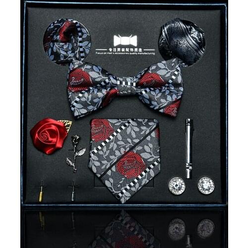 Necktie set 8 pcs men floral neck tie plaid tie gift Wedding Red Striped 7cm Navy Blue Jacquard Woven black Solid Camouflage