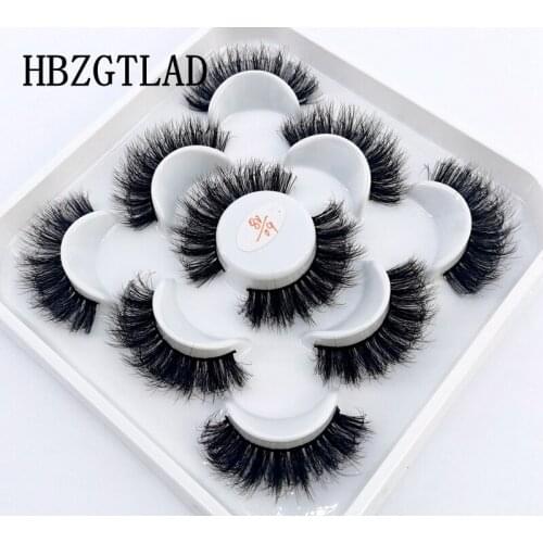 NEW 2/5 Pairs Faux Mink Eyelashes 25mm Lashes Fluffy Messy 3D Mink Lashes Wholesale, 5 Pairs Natural False Eyelashes Extension