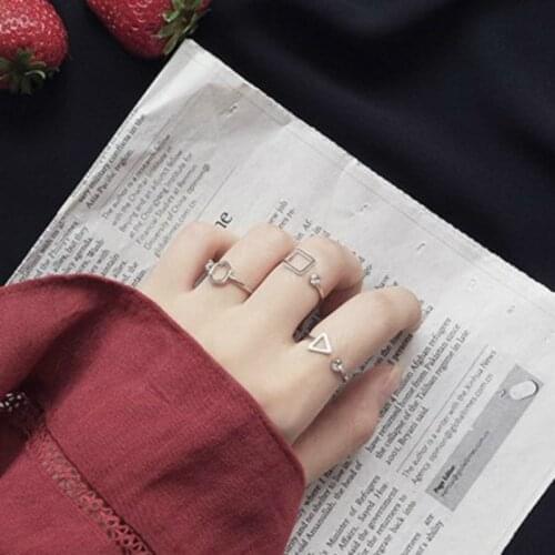 New Fashion Jewelry Ring Simple Geometric Polygon Triangle Square Open Ring Tail Rings For Women Open Rings Wholesale