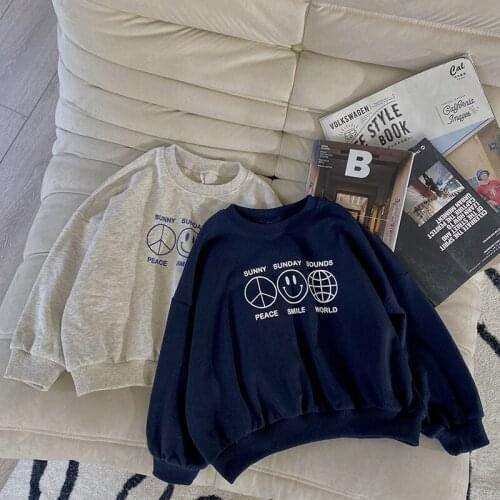 Boys Print Sweatshirt 2021 Korean Baby Boys and Girls Cotton Letter Print T Shirt Spring Autumn New Baby Clothes Boys Top Tees