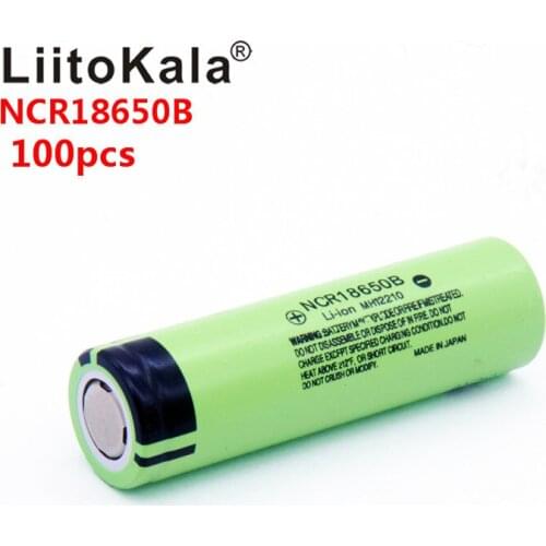 Wholesale 100pcs 2018 LiitoKala NCR18650B 18650 3400 3.7V 18650 3400mah Lithium Rechargeable Battery For Flashlight batteries