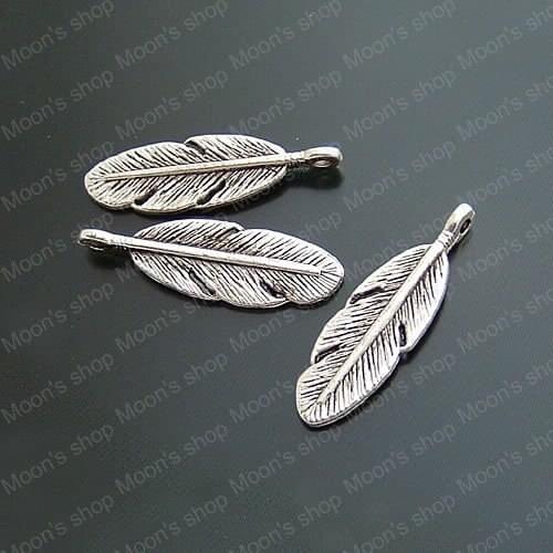 Wholesale 30*9mm Antique Silver color Feather Alloy Flat Charms Pendants DIY Findings Accessories 100 pieces (JM112)