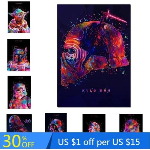 Star Wars Canvas Posters Darth Vader Yoda Canvas Painting Wall Art Home Decoration Picture Cuadros Decor Creative graffiti