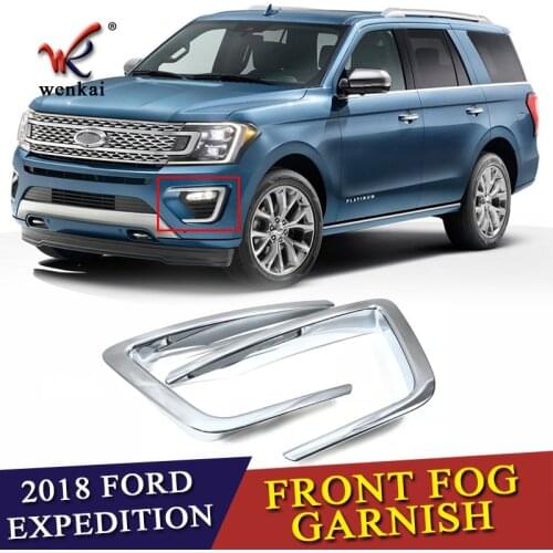 Fit For Ford Expedition 2018 2019 ABS Chrome Front Fog Light Lamp Cover Trim Chromium Foglight Bezel Styling Decoration 2Pcs