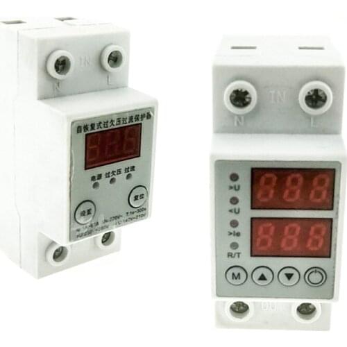 40A 63A 230V DIN rail adjustable overvoltage and undervoltage protection device protection relay single and double screen
