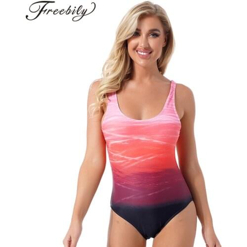 Sexy Push Up Swimwear Quickly Dry Criss Cross Back Bodysuit Beach Bathing Suit Gradient Print One Piece Women Swimsuit Beachwear