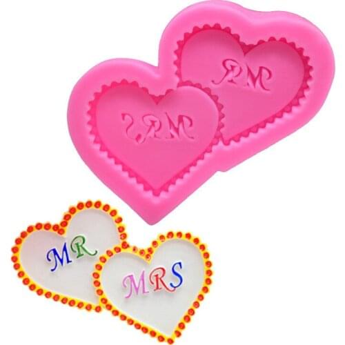 Heart Shape MR & MRS Letters Silicone Fondant Cake Molds Chocolate Baking Tools DIY Cake Decoration Valentines Day Gifts