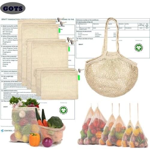 7Pcs Organic Cotton Mesh Bags Muslin Net Bags with Drawstring Bonus Reusable Biodegradable Shopping Storage Grocery Bags G5AE