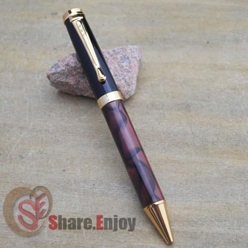 BALLPOINT PEN JINHAO 500 WINE MARBLE BARREL BLACK CAP AND GOLDEN TRIM