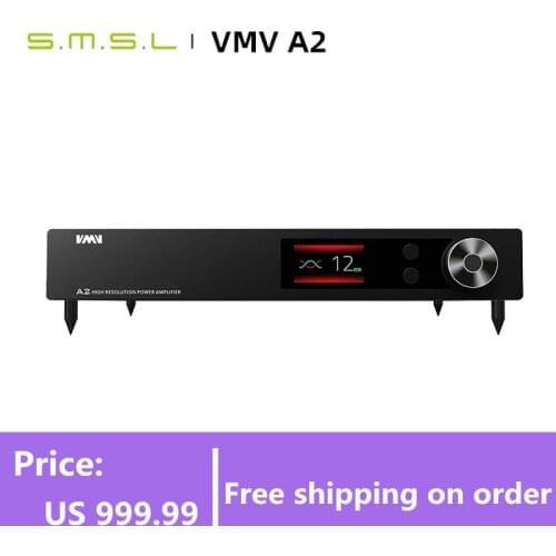 SMSL VMV A2 High resolution power amplifier 32bit 768KHZ DSD512 bluetooth XMOS 200w subwoofer pre output 2.1 audio power amp