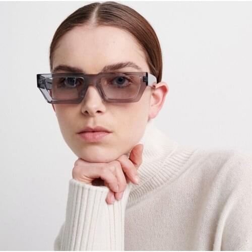 Rectangle acetate frame womens sunglasses driving style grey lens sunglasses for men
