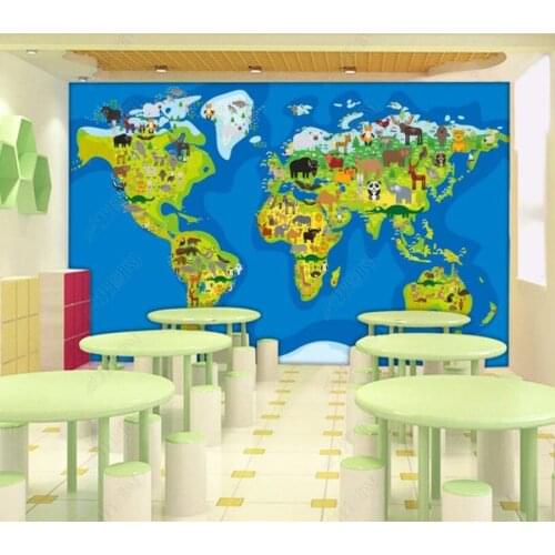 Papel de parede Super clear vector cartoon ocean series world map 3D wallpaper mural,living room home decor