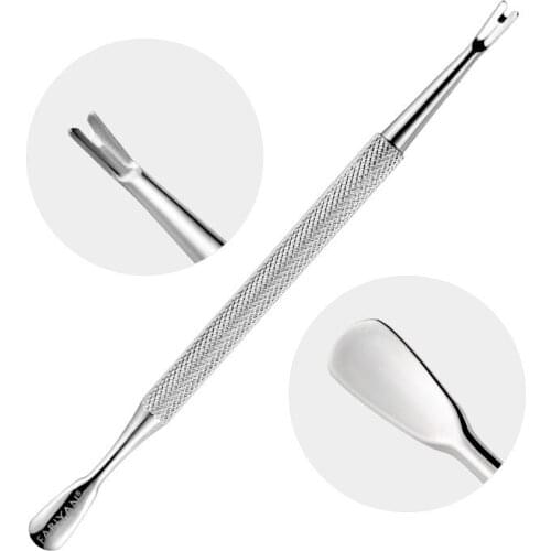 Stainless Steel Cuticle Pusher Nail Art Fork Manicure Tool For Trim Dead Skin Fork Nipper Pusher Trimmer Cuticle Remover FY183