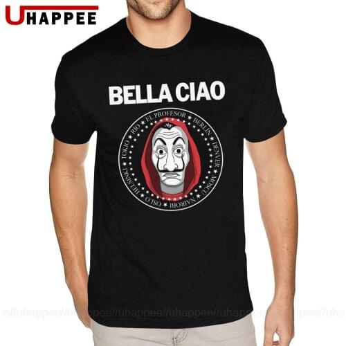 Workout La Casa De Papel Tees Shirt for Men Custom Print Short Sleeve Ultra Cotton Round Neck Tees Shirts