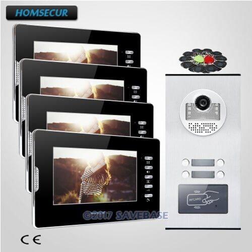 HOMSECUR 7" TFT Video&Audio Smart Doorbell with Lock Release Button for 4 Families
