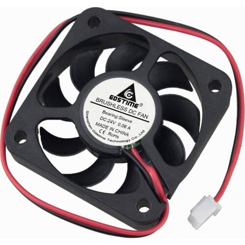 Gdstime 2 pcs 5cm DC Blushless Cooling Fan 24V 5010 50mm x 10mm 2Pin PC Computer Case Cooler Fan 50mmx50mmx10mm Black 9 Blades