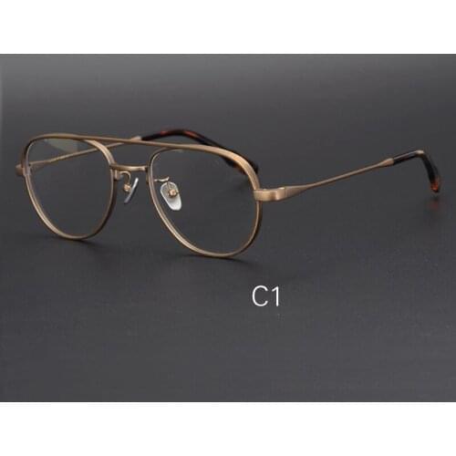 Vintage Pure Titanium double bridge Pilot Glasses Frame Men Aviation Prescription Luxury Myopia Optical Prescription Eyeglasses