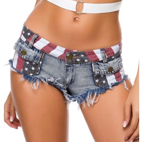 Womens Sexy super denim shorts Summer denim cotton Splicing prints shorts Ladies Skinny Sexy club super short jeans