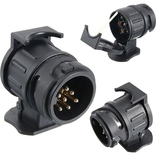 1pc Trailer Truck 13 To 7 Pin Socket Electric Towing Converter Tow Bar Plug Adaptor For Car Turn Signal Fog Brake Light