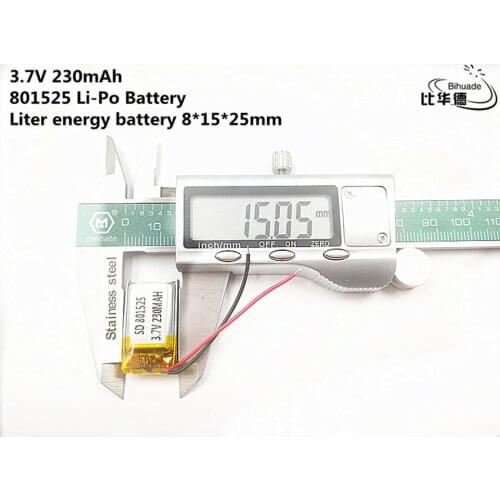 10pcs Liter energy battery Good Qulity 3.7V,230mAH,801525 Polymer lithium ion / Li-ion battery for TOY,POWER BANK,GPS,mp3,mp4