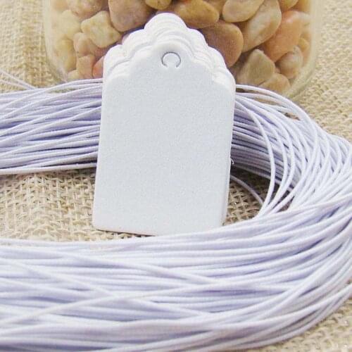 2*3cm pink /orange gift Tag Scalloped Label Wedding Note Tag With elastic String DIY Blank Price Hang Tags 100tag+100 string