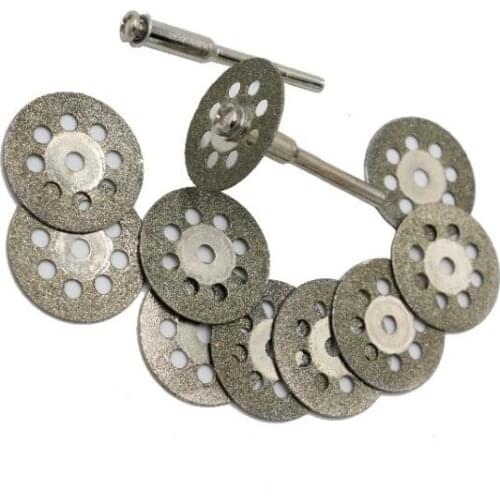 10pc 22mm Rotary Tool Accessory Fits Dremel Craftsman Diamond Cut Off Wheel Disc + 3mm Rod 2pc