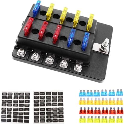12/10/6 Ways Fuse Box Blade Holder Modified Terminal Block Fuse With LED Warning Light 12V Fuse Box For Camping Car Boat Marine
