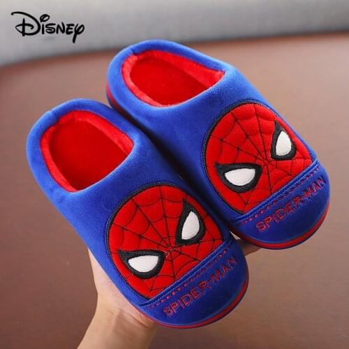 Spiderman Kids Slippers For Boys Winter Home Non Slip Cartoon Shoes Warm Leisure Sandals Children Girls Cold Weather Flip Flops