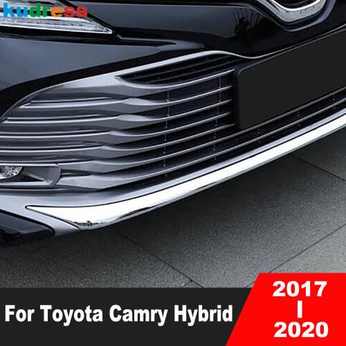 For Toyota Camry Hybrid 2017 2018 2019 2020 ABS Chrome Front Bottom Bumper Molding Racing Grill Lid Cover Trim Auto Styling