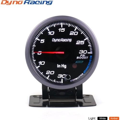 Dynoracing 60MM Black Face Turbo Boost gauge Amber/White LED 30~30 Psi Boost Gauge with peak Function Car meter BX101479