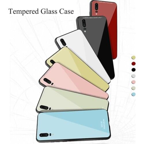 Gradient Tempered Glass Case for Huawei P30 Pro Soft Silicon Bumper Colorful Cover For Mate 20 Pro Nova 4 Honor V20 Y9 2019 Case