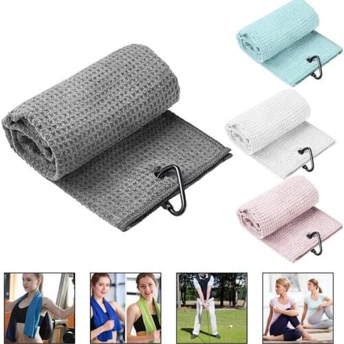Golf Towel Waffle Pattern Cotton with Carabiner Cleaning Microfiber Towels Accessories Balls Cleans Golf Hands Hook Clubs F3J8