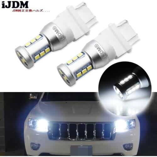 IJDM 1400 Lumens Xenon White 144-SMD 3157 3357 3457 4114 3156 T25 LED Bulbs For 2011-up Jeep Compass For Daytime Running Lights