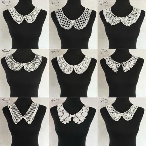 Exquisite 1PCS White Crafts Lace Collar Beautiful Lace Applique Trim, Lace Neckline Clothing accessories Sewing Craft Supplies