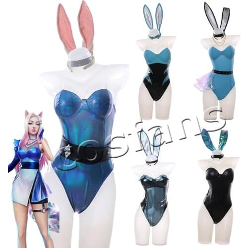 Ahri/Evelynn/Akali/Seraphine Cosplay Costume LOL KDA Bunny Girl Sexy Girls Dress Jumpsuits Party Halloween Costumes Rabbit ears