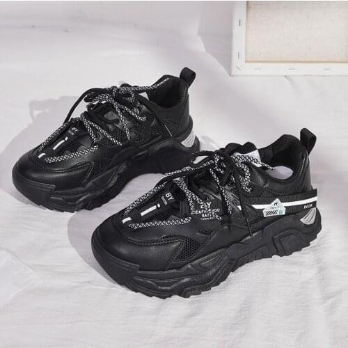 Platform Increased Dad Vulcanized Shoes Women 2021 New Autumn Mesh Breathable Thick Sole Sneakers Female Casual Running Shoes