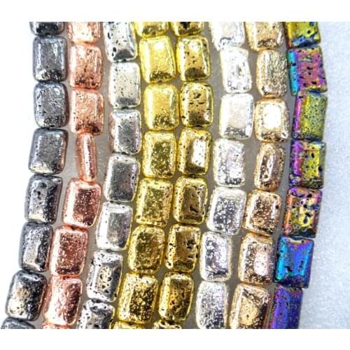10*14mm Natural Stone electroplating Lava rectangle Bead Volcanic Rock Loose Bead for diy Jewelry Making Bracelet Accessories