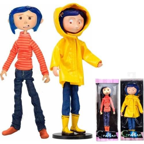 18CM Coraline Doll NECA Coraline Figure Doll The Secret Door Coraline y la Puerta Secreta Raincoat Action Figure Toys Christmas