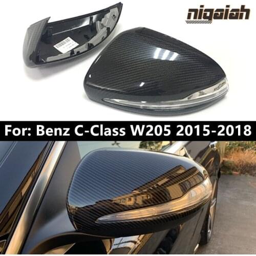 LHD Carbon Fiber Mirror Covers for Benz W205 W213 W222 for C E S GLC Class 2015-2018 Car Rearview Mirror Caps with LED Light