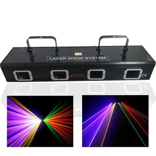 Hot sell Four head RGBY four color laser light strong Beam line laser Projector Bar stage lighting Dance hall effect lights