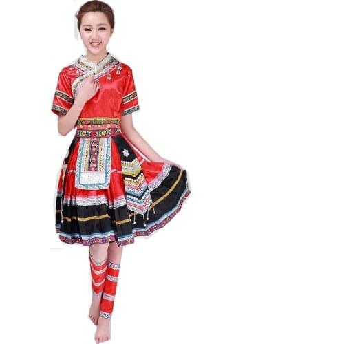 Miao Hmong Dance Costume Pleated Dance Skirt for Women Hmong Miao Clothes Chines Folk Dance Costume Only Clothes