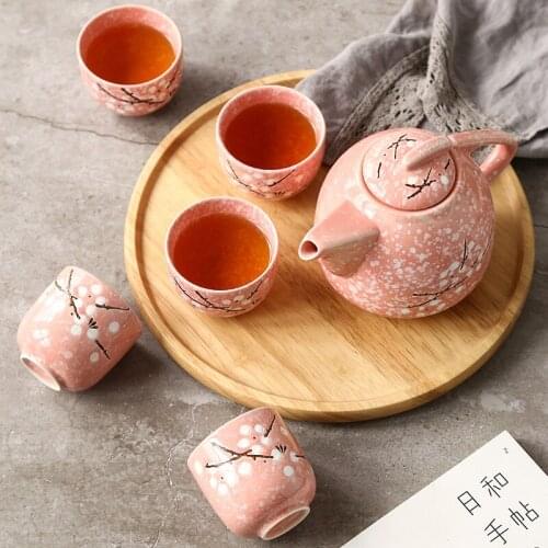Japanese Teacup Set Creative Ceramic Hand-Painted Tea Set Flower Teapot Tea Cup Wine Cup Gift