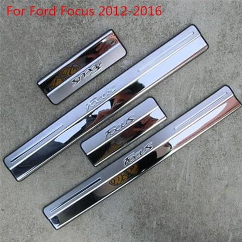 High-quality Stainless Steel Door Sill Scuff Plate Trim Car Accessories for Ford Focus 3 2 Hatchback Sedan 2005-2018