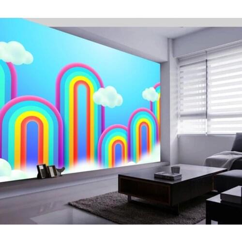 Bacal Nordic modern rainbow white cloud background wall papier peint papel de parede 3D wallpaper 3d wallpaper mural stickers