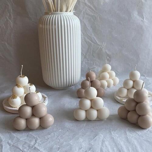 New 3D Ball Candle Mold DIY Pyramid Geometry Scented Wax Manual Making Home Decor Round Magic Aromatherapy Silica Gel Mould 10